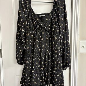 Altar'd State Black Floral Midi Dress